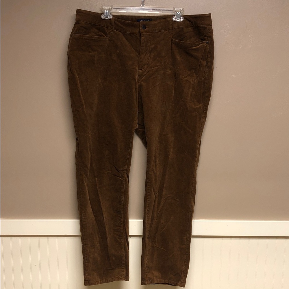 Talbots Tan Corduroy Trousers straight simply flattering five pocket